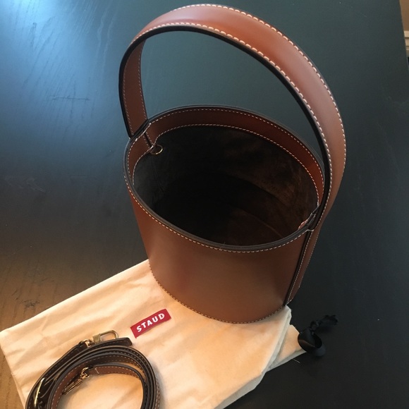 staud Handbags - STAUD Bisset Bag - Tan -Leather Bucket Bag w Strap